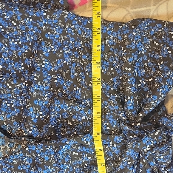 Parker-Long Sleeve Tie Crop Front Blouse, Blue-Size Medium - Picture 15 of 16